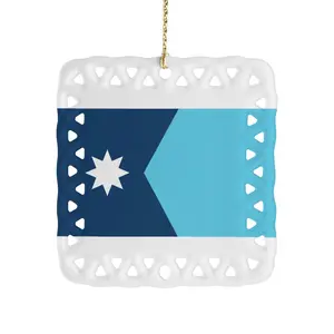 Minnesota Flag Inspired Square Ceramic Ornament Made in the USA
