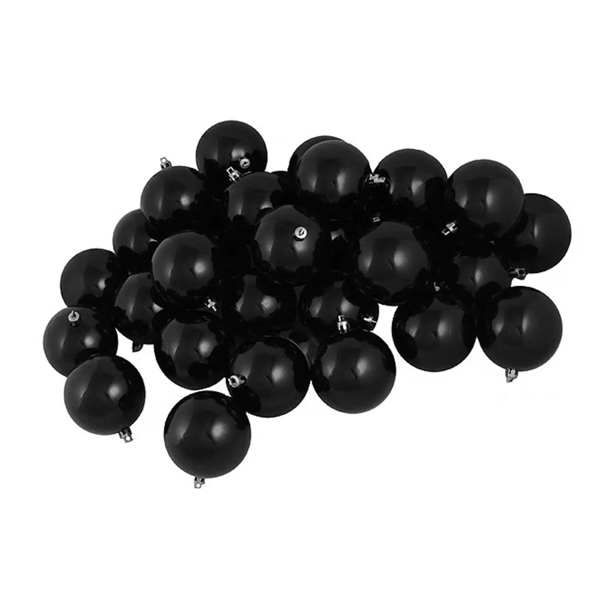 212 MAIN Shatterproof Jet Black Shiny Round Plastic Christmas Ball Ornaments Pack - 32-Piece, 3.25 in, Holiday Decorations for Home & Festival Party Decoration Supplies