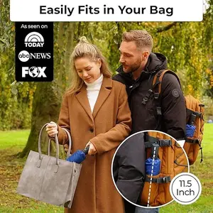 TUMELLA Strongest Windproof Travel Umbrella (Compact, 100MPH Wind-Tested), Light, Portable, One-Handed Use, Automatic Folding Rain Umbrella, Durable, Premium Grip, Fits Car & Backpack