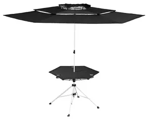 Zenithen Limited Black Roof Outdoor Folding Transportable Canopy Table With Cup Holders, Black