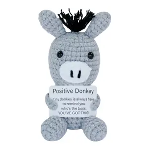 Handmade Crochet Donkey Doll, Handmade Crochet Figure, Positive Energy Animal Toy, Emotional Support Gift for Friends Family Colleagues, Birthday Christmas Decor, Soft Stuffed Animal