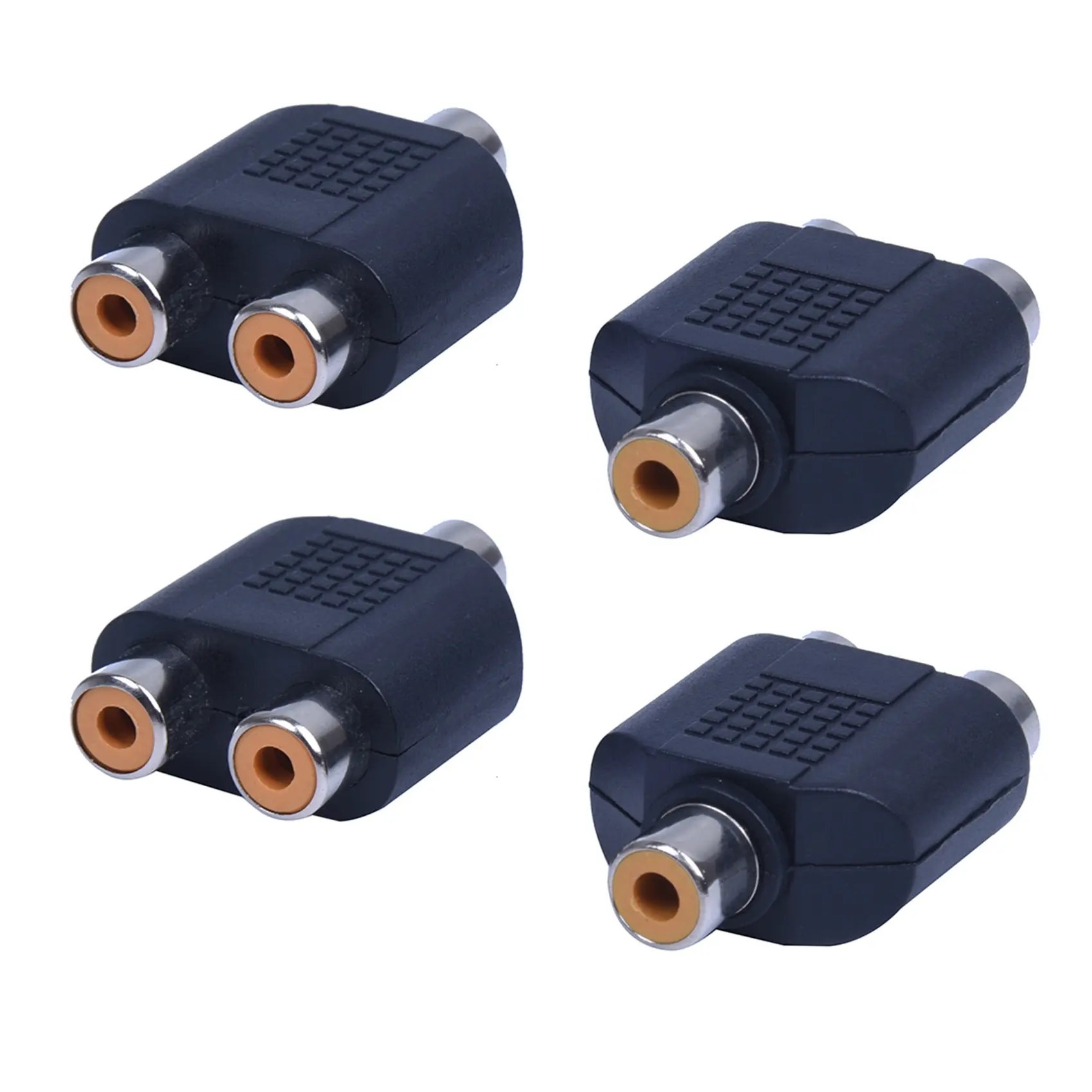 100% New Set of 4 RCA AV Splitter Y Adapters - 1 Female Plug to 2 Female Car Audio Connectors, Automotive & Motorcycle Repair Assembly Tool