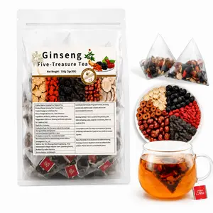 30 Bags Kidney Tea Formula Ginseng Five Treasure Tea, Chinese Kidney Tea for Men and Women, Natural Herbal Ingredients for Kidney Traditional Bever Organic Beverage detox cleanse  Value Pack Filled with Tea Healthy ginseng five treasure tea