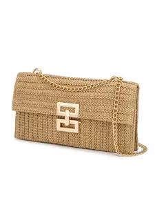 Straw Purse Woven Beach Bag Summer Clutch Purse Boho Crossbody Bags for Women Small Raffia Shoulder Bag