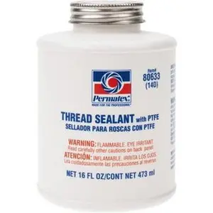 Permatex White PTFE-Based Thread Sealant (Model 80633) - 16 oz Brush Top Can, max 300°F Working Temperature, for Pipe Fittings Tools & Hardware Adhesives Tapes & Sealers