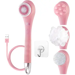 NERA DELUXE Cordless Shower Body Brush with Antimicrobial Protection & USB Charging for Enhanced Hygiene and Cleanliness