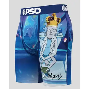 PSD Mens Rick & Morty King Shit Boxer Brief - Standard Length 7 Inch Inseam, Soft and Breathable Poly Blend Fabric