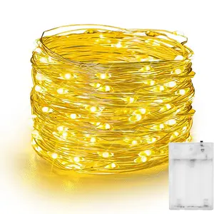 Wellfamily Fairy Lights Battery Operated, 20 FT 60 LED Silver Wire Waterproof Battery Operated String Lights, Christmas Decorations for Indoor Outdoor Bedroom Yard Party Decor, Warm White