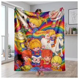 Rainbow Brite 80s Retro Cartoon Blanket Ultra Soft Flannel Fleece Cozy Warm HD Print Starlite Color Kids Magical Horse Bedroom Couch Sofa Throw Decor Decorative Throw Perfect Birthday Suitable as a gift sizes 60*80,30*40 ,40*50 50*60