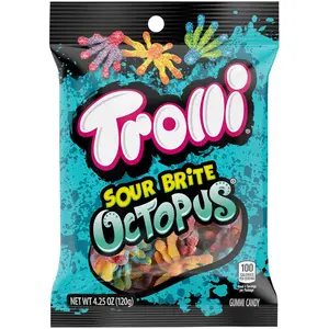 Sour Octopus Gummy Candy Soft & Chewy Fruity Sour Gummy Worms Candy 4.25oz
