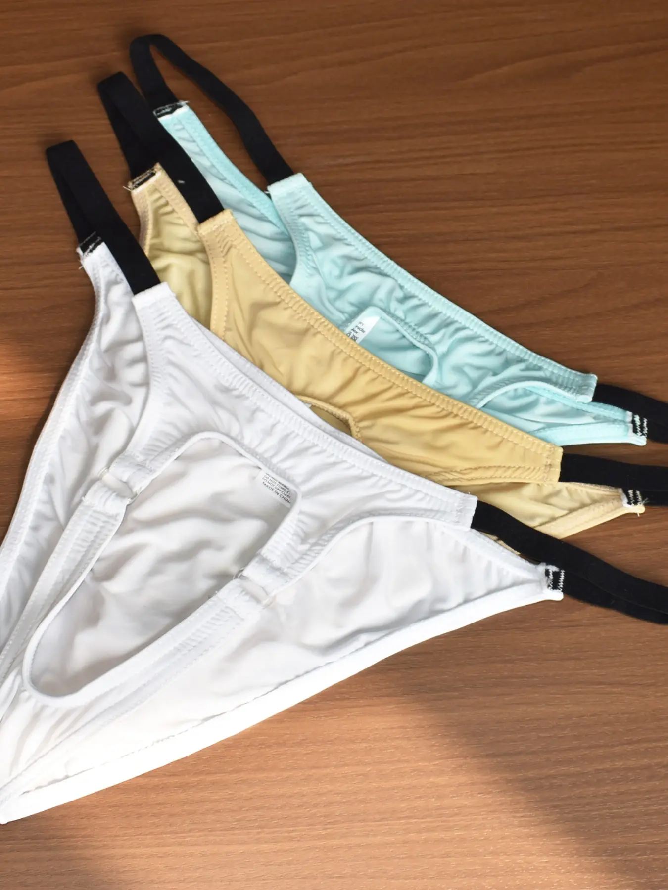 Men's Candy Color Triangle Underwear, Ice Silk Smooth Breathable Hollow Out Sexy Design, Low Waist Fitted Youthful Style, All Seasons, Undergarments