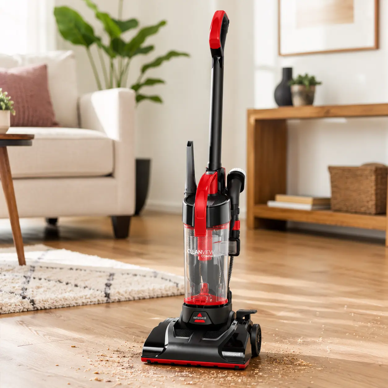 BISSELL CleanView Compact Lightweight Upright Vacuum Cleaner, Bagless Vacuum with Scatter-Free Technology, Easy Empty Dirt Bin & Specialized Cleaning Tools