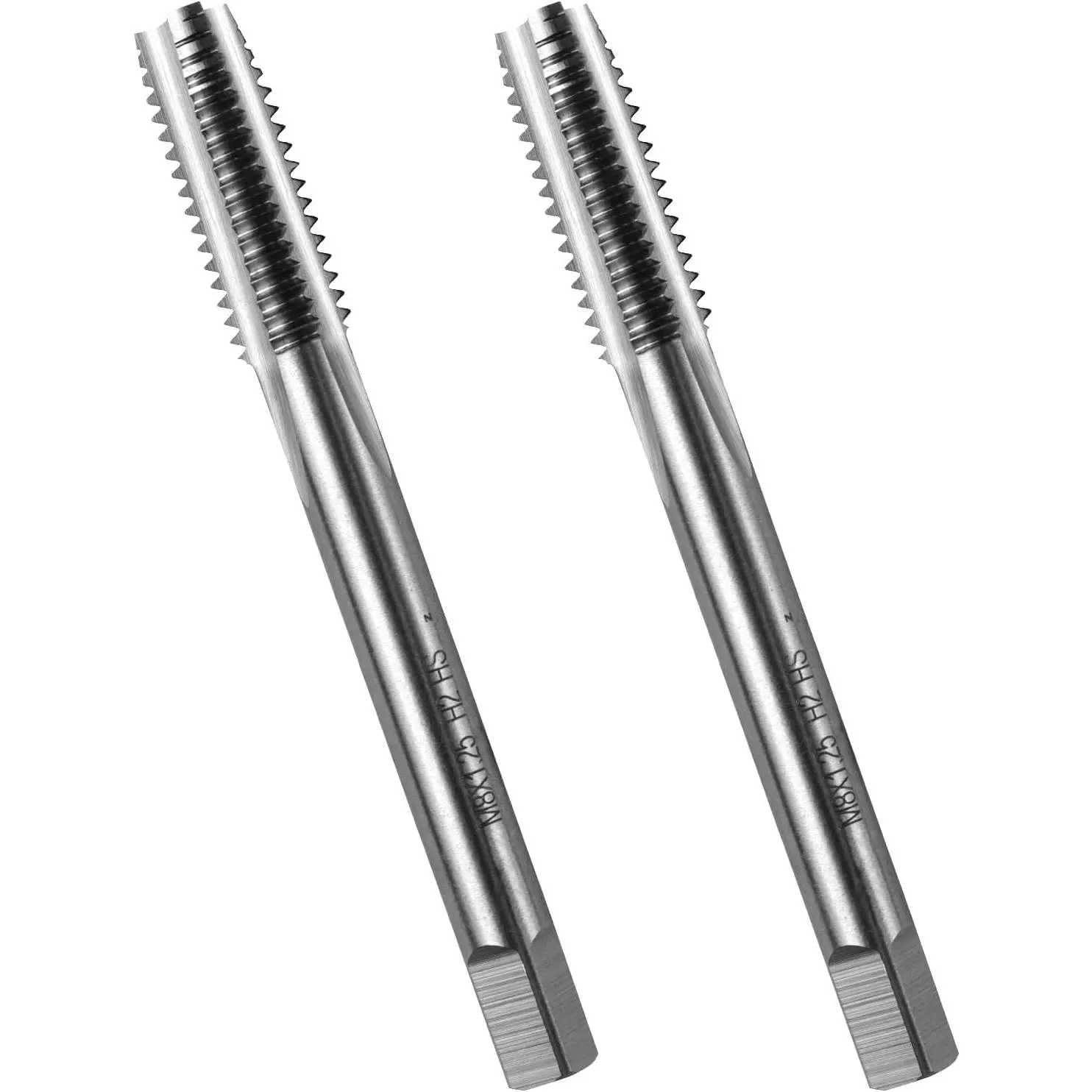 2 count M8 X 1.25 Metric Thread Tap,M2 HSS Right Hand Thread Milling Tap,M8 X 1.25mm Straight Flutes Screw Tapping