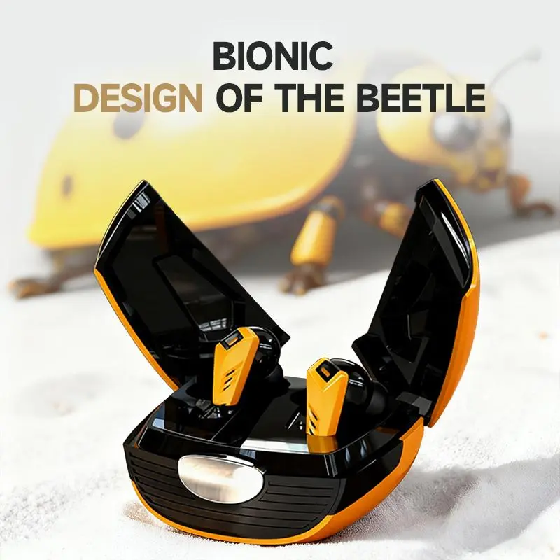 Mokata Beetle Wireless Gaming Headphones, Mechanical Wind Design, Noise Cancellation, Rechargeable Lithium Battery, Hi-Res Sound Quality, Bluetooth PC Headset for Gamers, Sport Audio Electronics