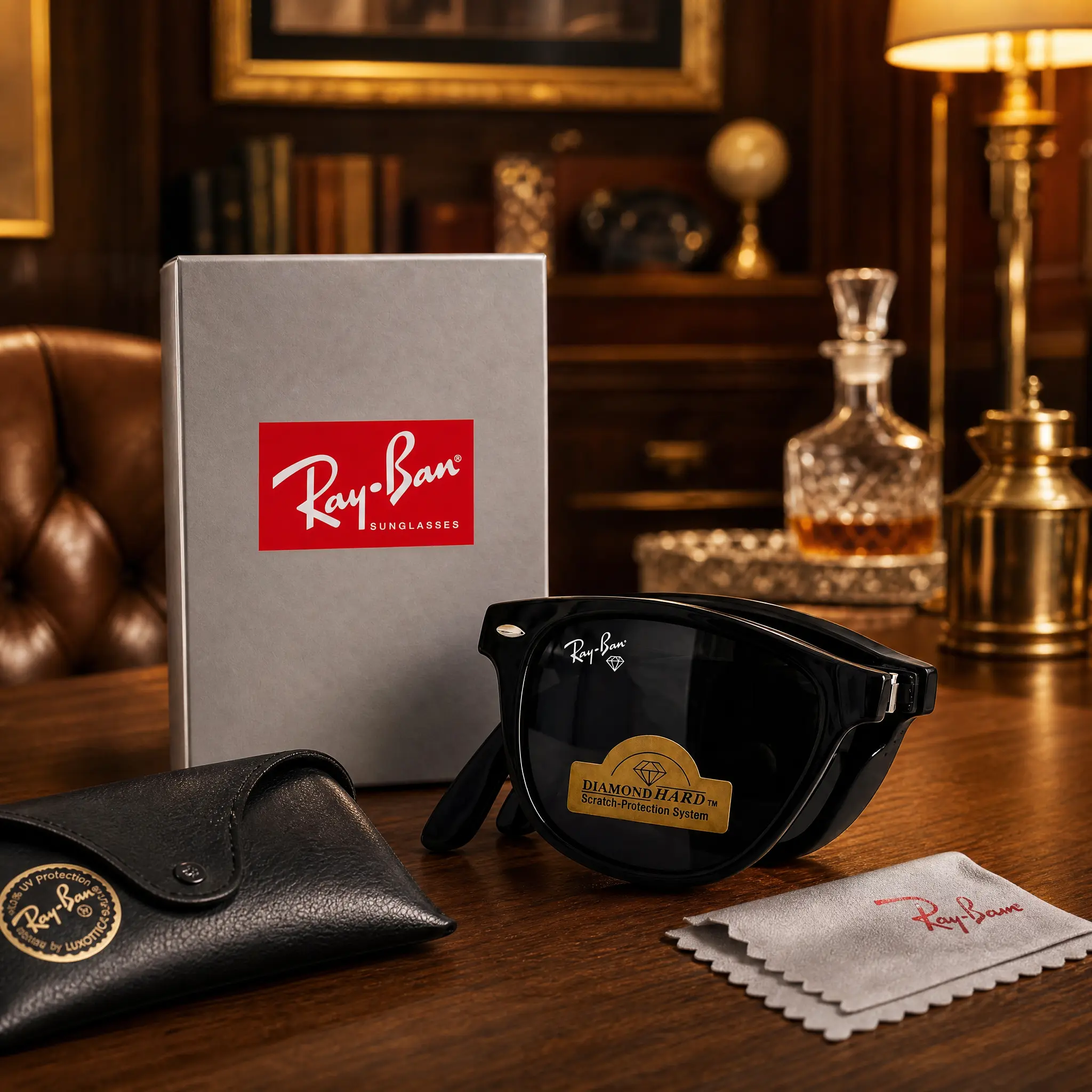 Ray Ban Folding Wayfarer Men's Glasses Product – Glossy Frame with UV400 Lens Protection for Men & Women