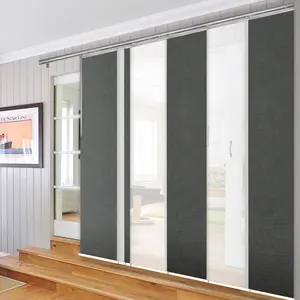 7-Panel Single Rail Panel Track Extendable 110"-153"W x 91.4"H, Panel width 23.5", Winter, Smoke