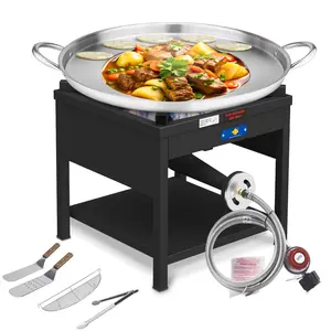ARC Propane Burner, 200,000 BTU Propane Stove and 3" Concave Comal Set,Stainless Steel Griddle Fryer Cookware Set, Paella Burner,Outdoor Burners forOutdoor Cooking
