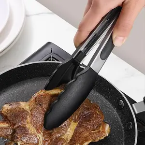 1 Piece Kitchen Tongs, Premium Stainless Steel Barbecue Tongs with Non-stick Coating And Heat-resistant Handle, For Cooking, Serving, Grilling, Barbecue Utensils
