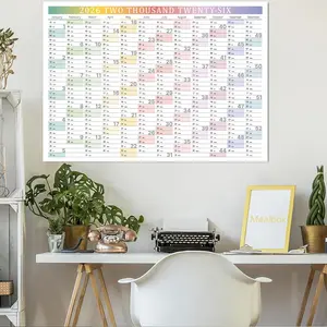 Wall Calendar 2026 - Full Year View Calendar 2026 Wall Calendar, 29.2 x 20.7 inch, Ideal for Home, Schools & Office, Homeschool Planner, Year 2026 Wall Planner With 4 sheets of Stickers and 10 of Round Adhesive Dots