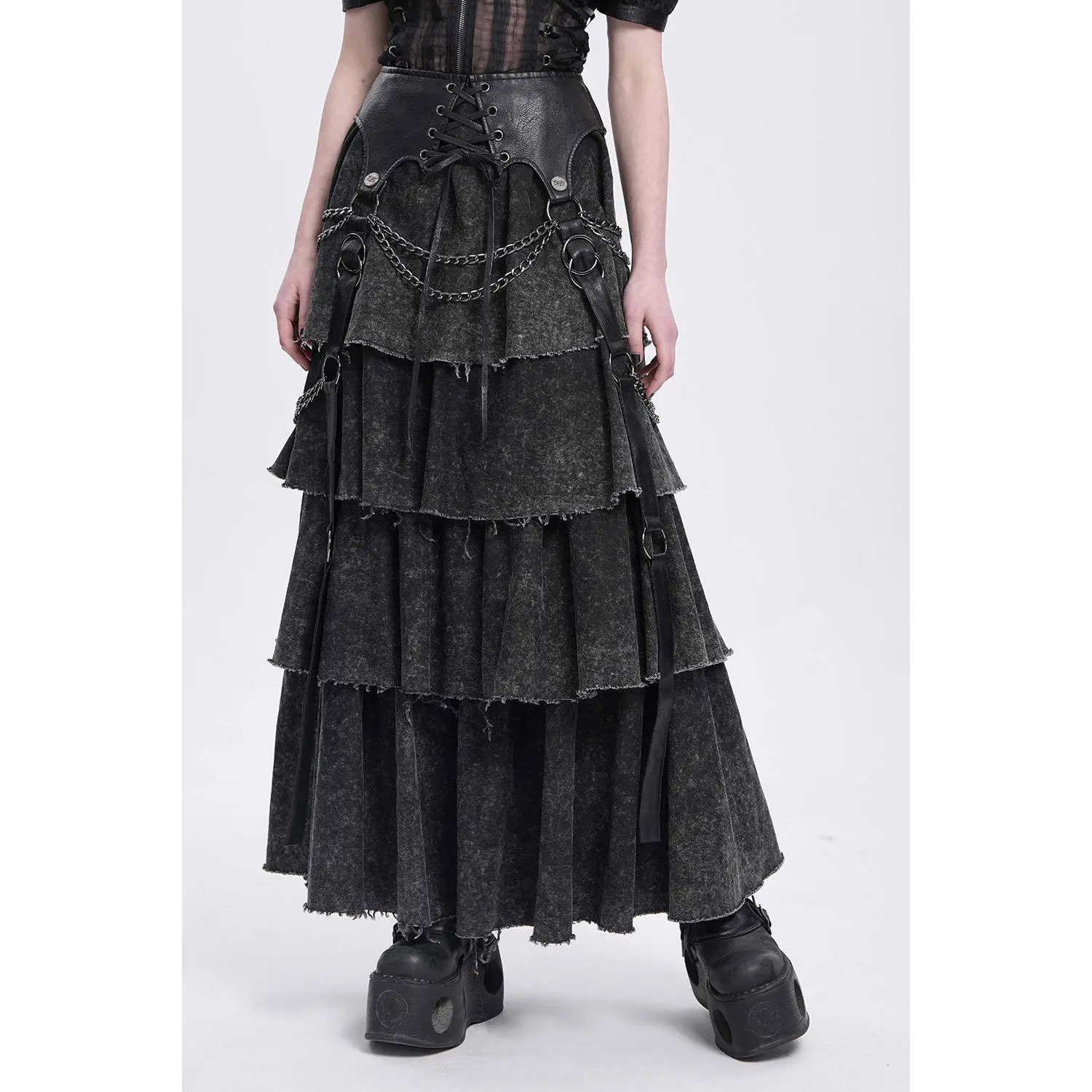 Swashbuckle Layered Lace-Up Skirt