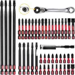 Impact Tough  Mixed 46Pack Insert Driver Bits, S2 Alloy Steel  Power Bits Set with 1 count Impact  Bit Holder and Mini Wrench