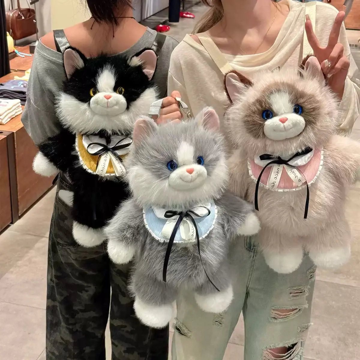 Cute Realistic Cat Plush Crossbody Bag – Soft Kitty Shoulder Purse, Kawaii Animal Handbag for Women & Girls
