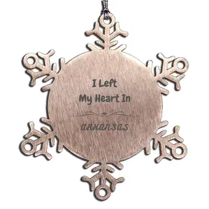 I Left My Heart in Arkansas Ornament – Laser Engraved Stainless Steel Snowflake Keepsake