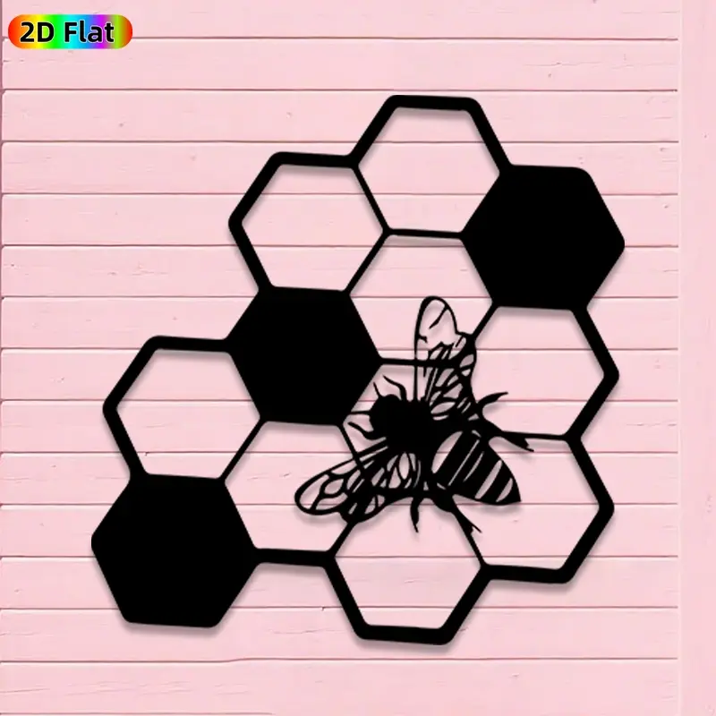 1pc Cute Honeybee and Honeycomb Metal Wall Art, Cute Honeybee and Honeycomb Statue Mural, Iron Craft, Perfect for Living Room, Garden, Zoo Corner Decor, Highquality Engraving, Intricate Craftsmanship, Christmas Decor, Ideal Gift for Nature Lovers
