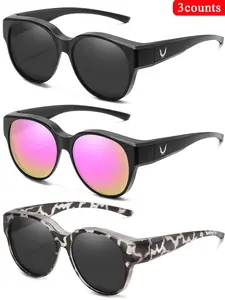 3 Piece Set Fit over Glasses for Women & Men, Comfortable Wear, Casual Eyewear, Leopard Print Sunglasses, Tinted Lenses, All Seasons Use.
