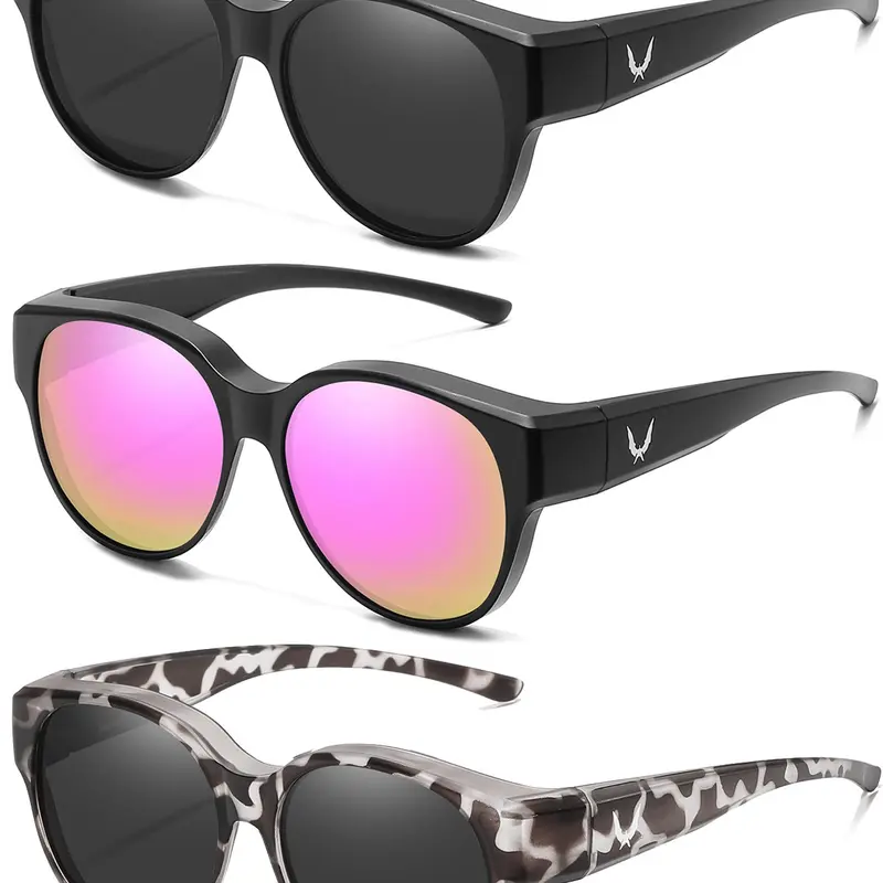3 Piece Set Fit over Glasses for Women & Men, Comfortable Wear, Casual Eyewear, Leopard Print Sunglasses, Tinted Lenses, All Seasons Use, Trendy Casual Sunglasses, Leopard Pattern Sunglasses
