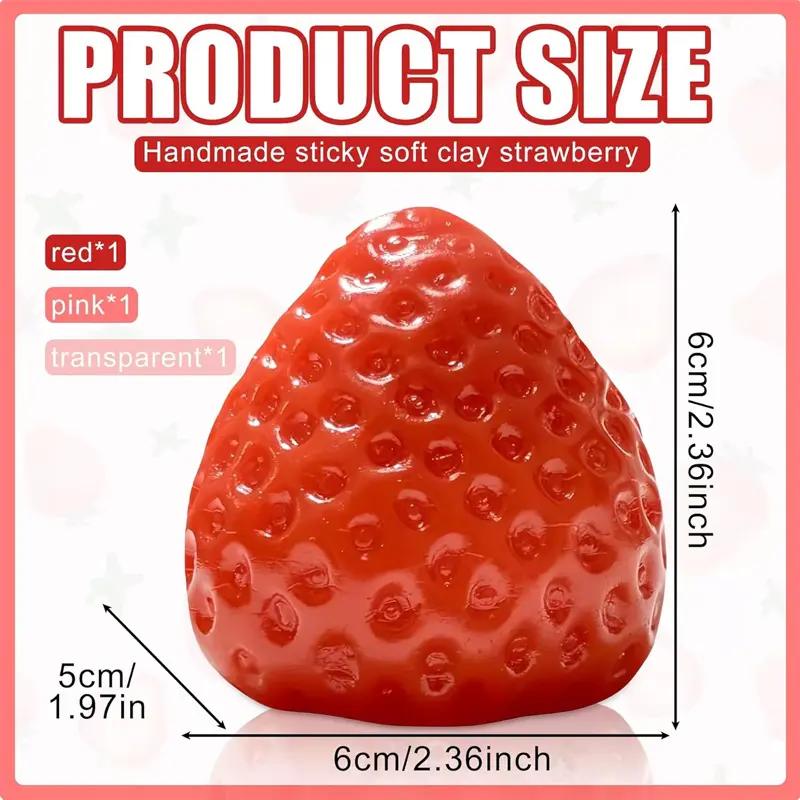Most Satisfying Strawberry Squishy Stress Relief Squeeze Toy, Slow Rising Soft TPR Fidget Sensory Toy for Adults Kids Anxiety Relief, Cute Fruit Stress Ball for Office School Desk Decor