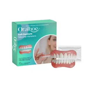 Oralhoe Denture Retainer Veneers Teeth Whitening Veneers Enhance Smile Aesthetics Comfortable Material Dentures Plastic Denture Clean and Gap Cover Unisex Comfortable Natural Dentures Universal Denture Set with Easy Installation  Hypoallergenic