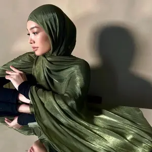 Hijab Scarfs for Women - Elegant Olive Green and more colours,Satin Shawl with Soft Drape for Everyday Wear