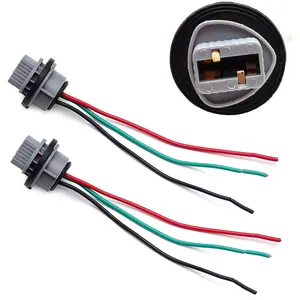 Pair Grey OE-Spec 3-Wire 7443 7444 T20 Taillight Tail/Brake Light Bulb Plug Adapter Sockets Compatible with Honda CR-V Civic Odyssey Nissan Sentra Mitsubishi Lancer Evo Toyota Prius, etc