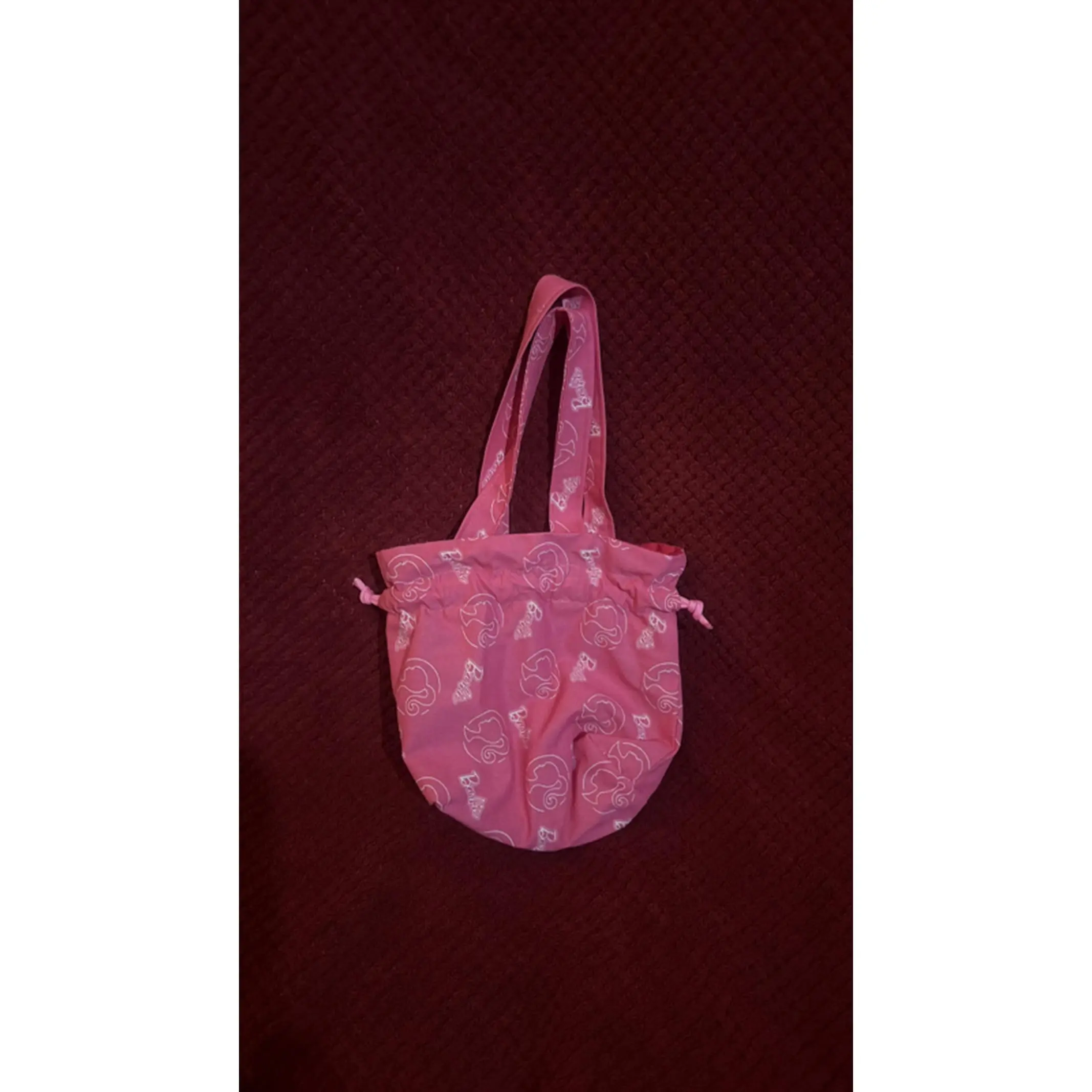 Barbie Handmade Small Tote Bags - Pink with White Patterns, Perfect for Everyday Use