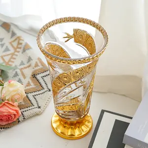 1 piece modern glass vase, bohemian style gilded decorative glass vase with fresh and dried flowers, lava lamp, Christmas decoration for living room, dining table, bedroom, balcony, minimalist decor，boho decor，Vases Geometric