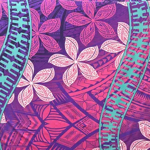 Plumeria Curved Double Border Peachskin Fabric | Islands Fabric