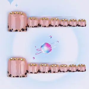 Nailssbysheccid, 14PCS Foot Covers, Handmade Reusable Nails, square shape, 100% handmade, simple style, combined with French style, French Nail Art, suitable for summer outings, best gift for girls, Comes with jelly glue, crystal sticks and twisting rods
