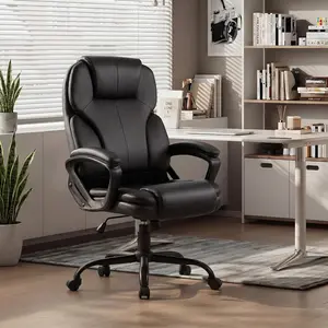 Walsunny Leather Ergonomic High-Back Mesh Desk Chair - 360° Rotating, 18.5-22.2 Inches Armrest Height-Adjustable Rolling Chair with Adjustable Headrest, Lumbar Support for Home Office, Bedroom, Desk Setup, Gaming Room
