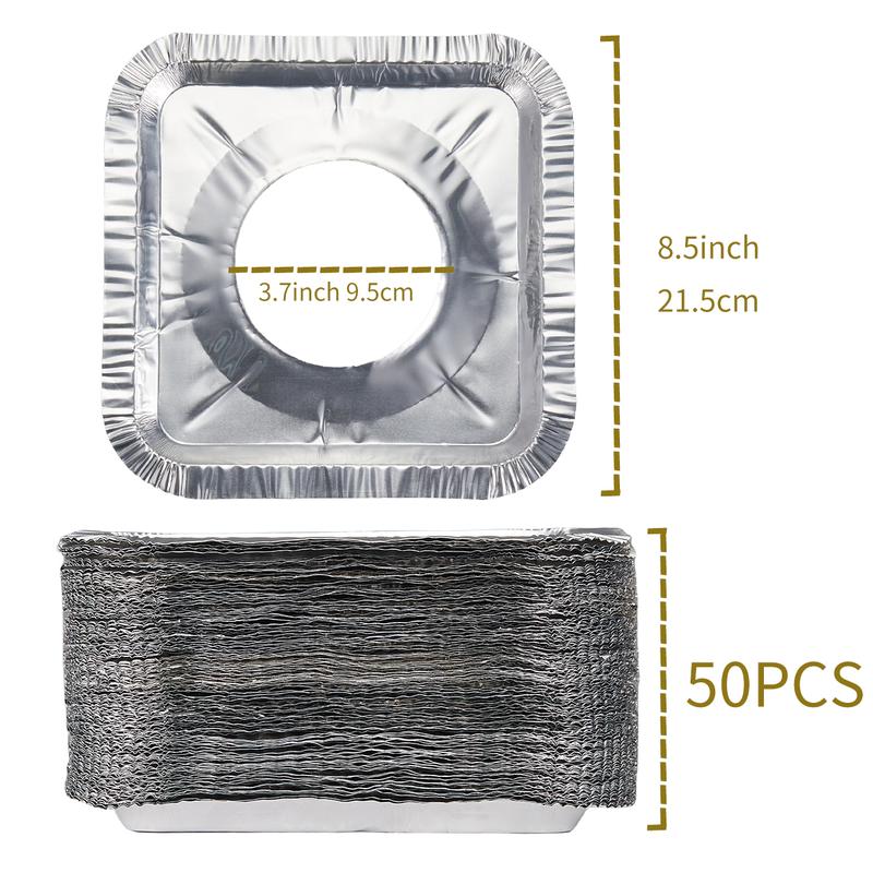 thumbnail image 2 of RedTagTown 100pk Aluminum Foil Gas Stove Burner Liners - Disposable Square Cooker Protectors, 8.7x8.7in 2 of 3
