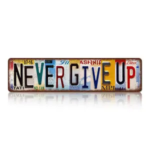 4x16 Inch 2D Flat Aluminium Waterproof Retro License Plate Metal Sign, Colorful Inspirational Plaque for Home Decor & Home Supplies