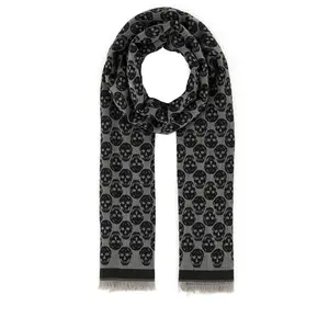 Alexander Mcqueen Men Embroidered Wool Blend Foulard