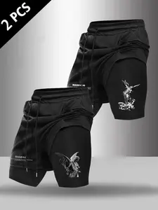 Men's Summer Sporty Shorts, Breathable Fitted Design, Ideal for Daily Wear & Fitness, Comfortable Two-Piece Style, Perfect for All Seasons, Athletic Shorts
