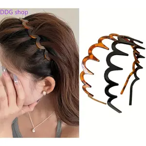 Women's Black Twist Headband, Non-Slip Braided Female Hairband with Gold Bead Chain, Soft Mesh Fabric Volumizing Fashion Accessory for Women, Ideal for Daily Wear, Makeup, Spring Summer Use, Accessories For Women,summervibes