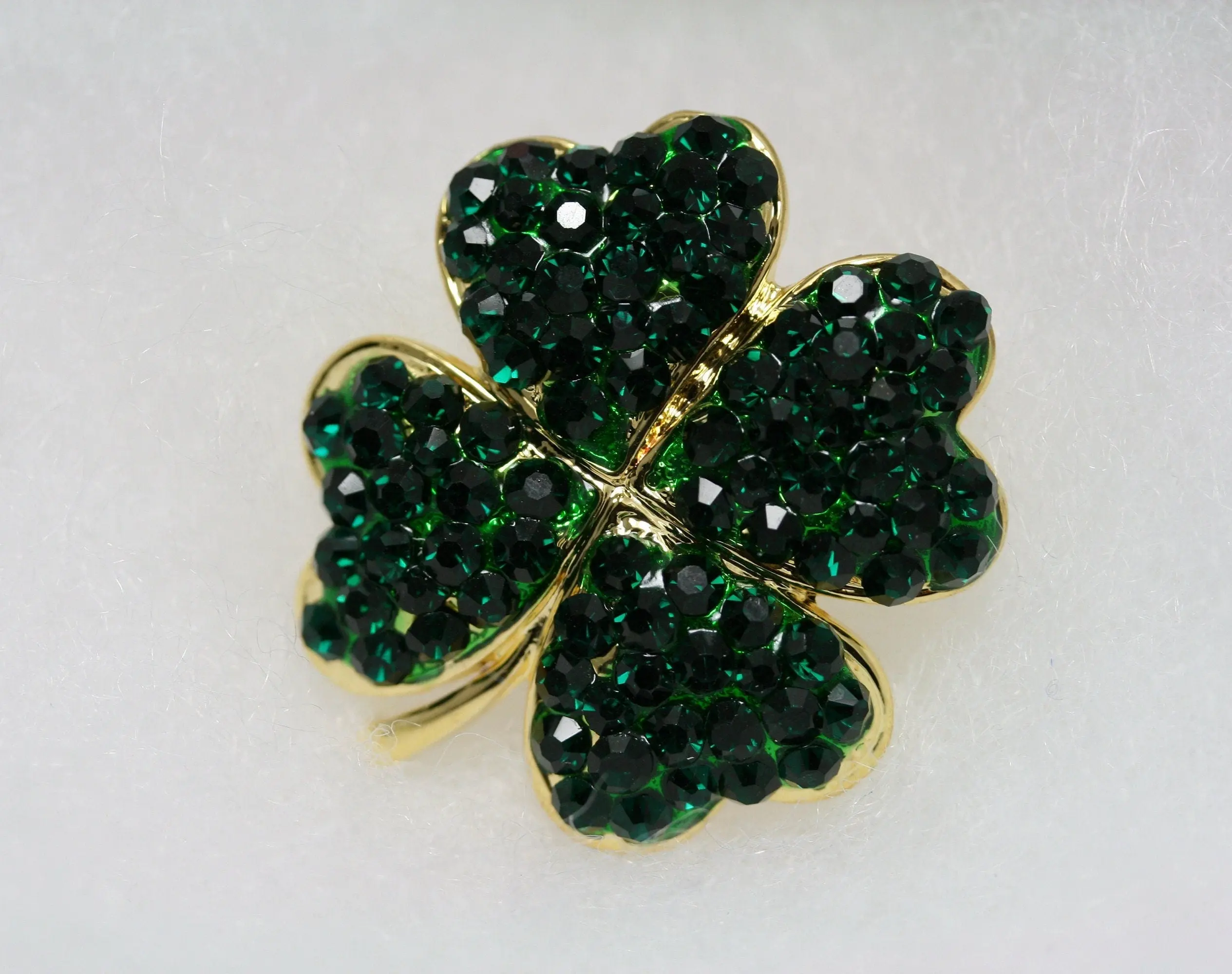 Rhinestone Shamrock Brooch, Crystal Shamrock Earrings , 4 Leaf Clover Pin, Irish Jewelry, St Patrick's Shamrock Pin & Earrings