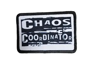 Chaos coordinator funny patch 2" x3" inch morale patch hook and loop backing black and white