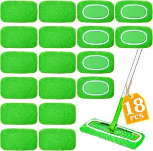 18-Pack Reusable Mop Pads Compatible with Swiffer Sweeper Mop - 100% Coral Fleece Washable Refills - Microfiber Dry & Wet Sweeping Cloths for Multi-Surface/Hardwood Floor Cleaning