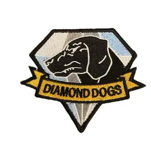 Diamond Dogs Metal Gear Solid Sew On Iron On or Hook Backing Patch 3.17h x 3.77w Embroidery Craft Letter Patched Button Embroidered Lace Trim