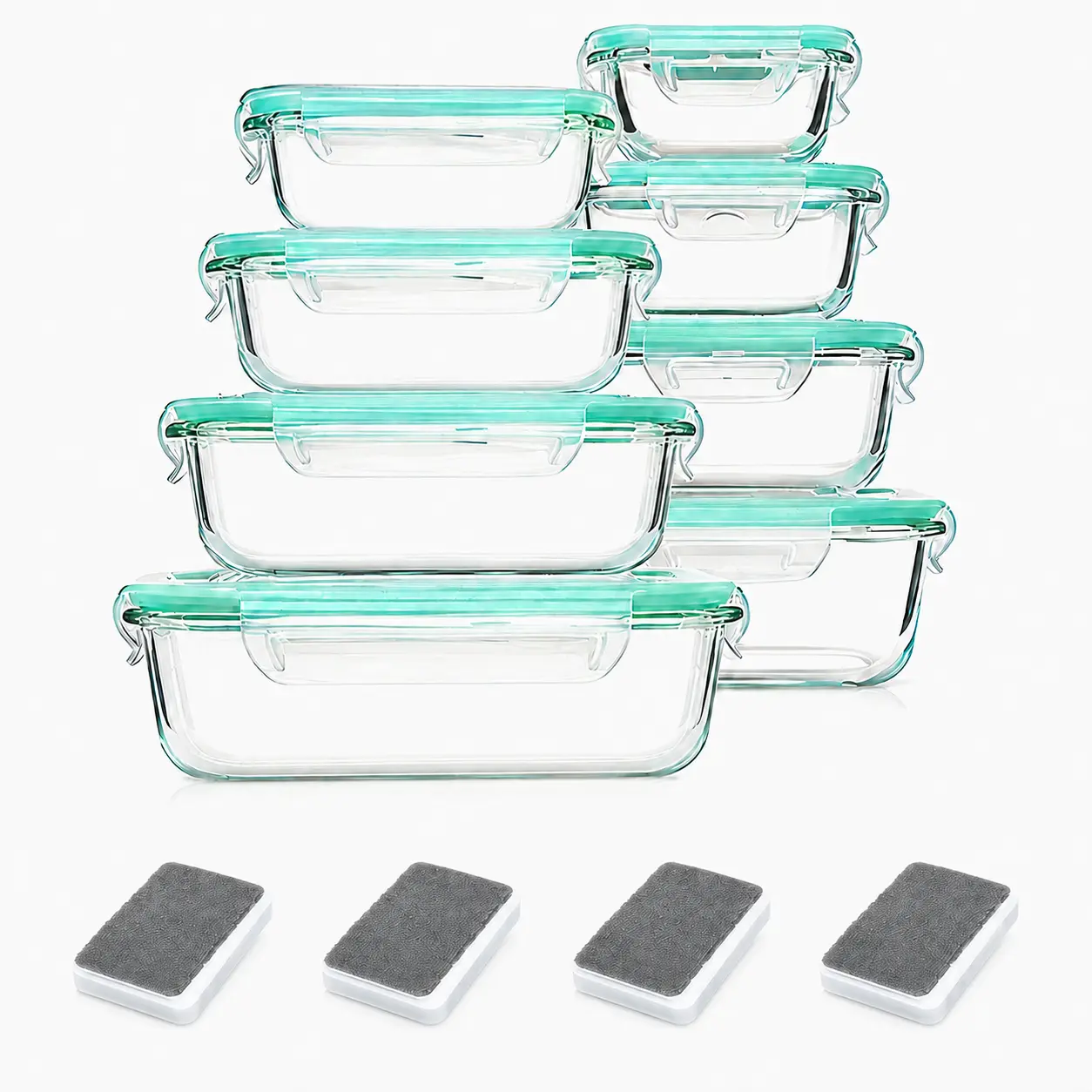 8‑piece Set, Clear Clip‑Green