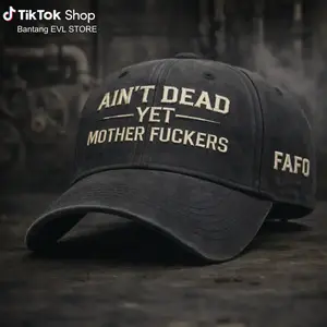 “Ain’t Dead Yet” statement embroidered washed hat, vintage attitude dad cap, perfect gift for Dad, low-profile dad hat, pigment-dyed casual headwear